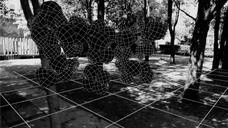 IMAGE: Still – Making-of – Bubble guys wireframes among trees