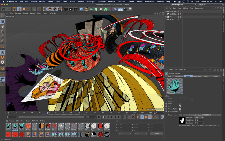 IMAGE: Screenshot C4D - red spinwheels