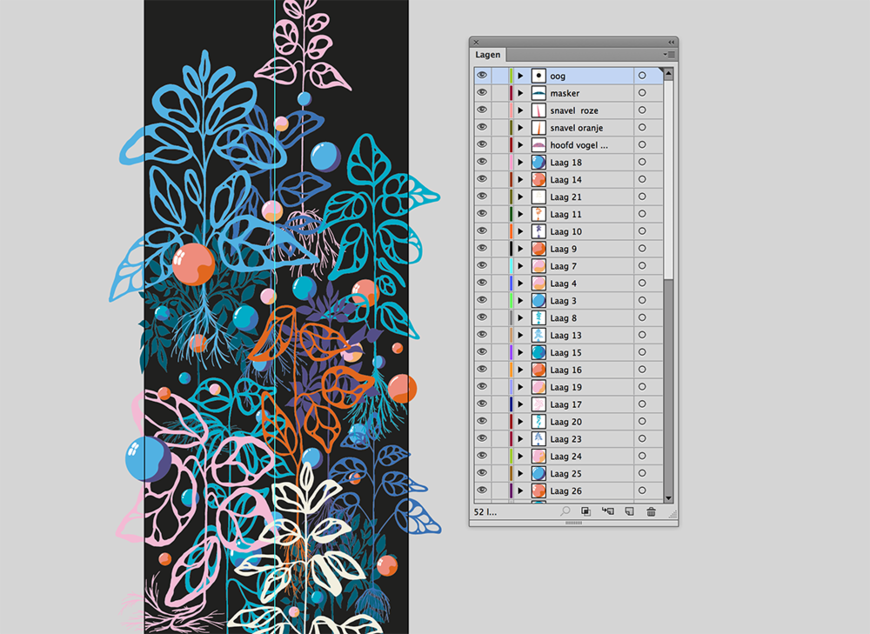 IMAGE: Illustrator screenshot – leaves and bubbles